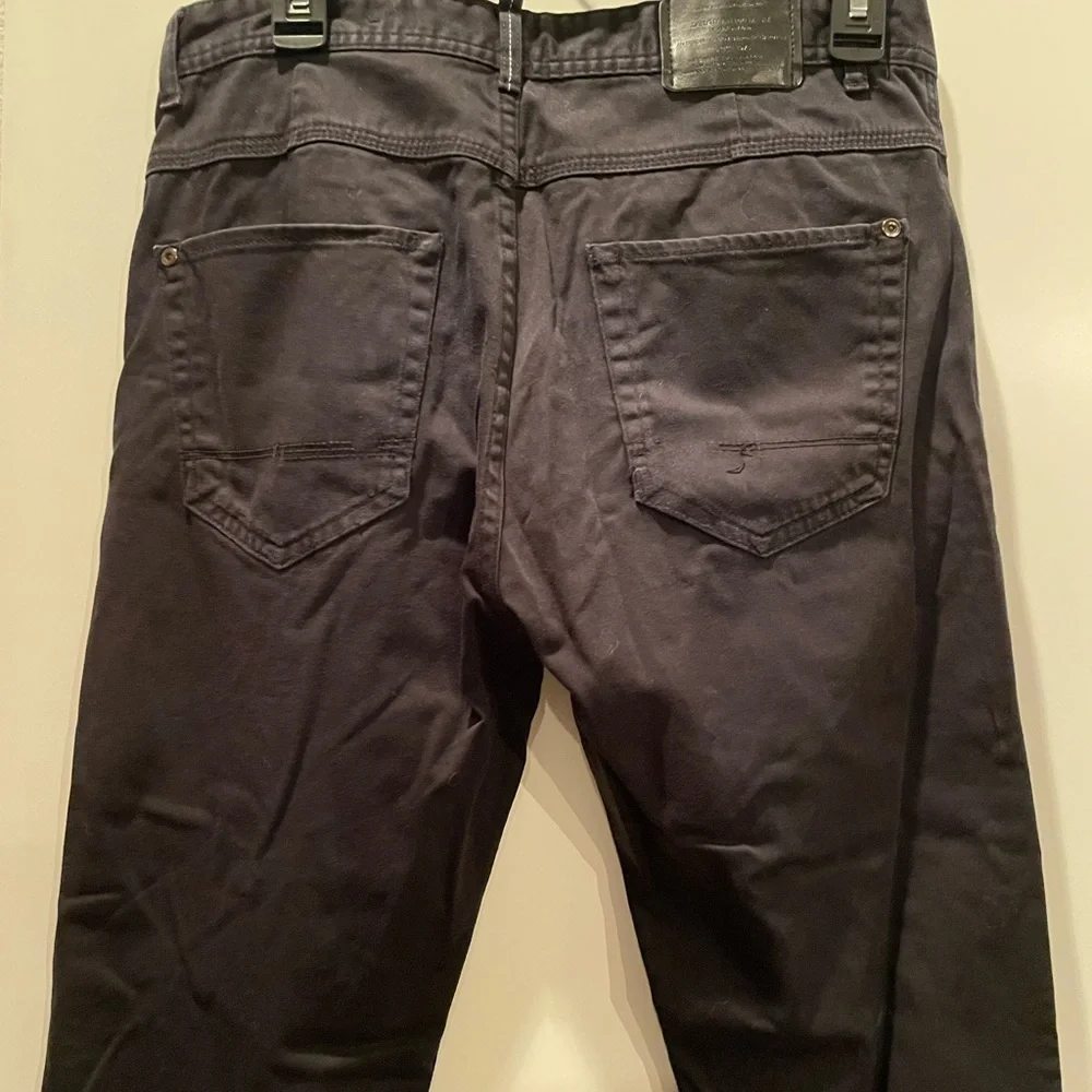 ZARA Cotton Pants Black Straight Leg Casual Distressed pre owned 29”